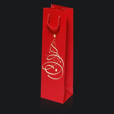 Tragetasche "Linea Christbaum Rot" 1er mit Goldprägung