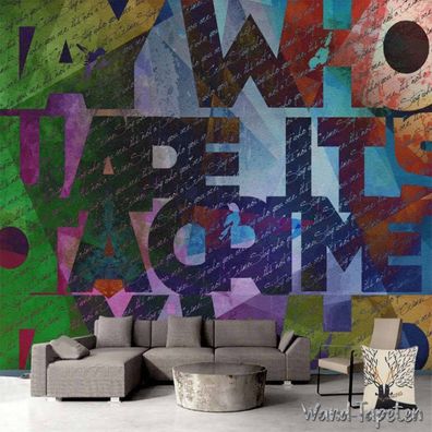 Vlies Fototapete Wandtapete Wandbilder 3D Holzmaserung Dreieckskreise 3925