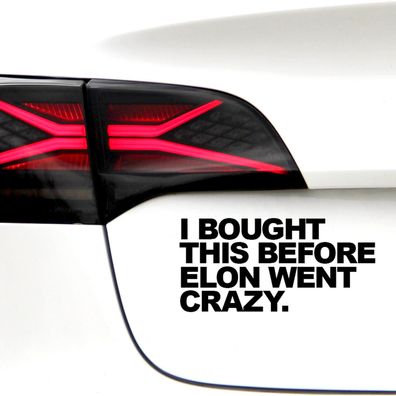 Auto Aufkleber "I bought this before Elon went crazy" Tesla Elon Musk Sticker #0306