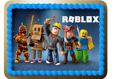 Roblox Game Essbar Tortenaufleger Torte Geburstag Zuckermasse + Tortenstecker