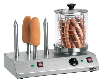 Elektro Hot Dog-Gerät mit 4 Stangen 500 x 285 x 390 230V Imbiss Gastro Gastlando