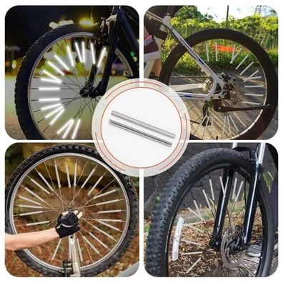 12Pcs Reflektierende Halterung Clip Fahrrad Rad Speichen Reflektor Streifen Stahl Dra