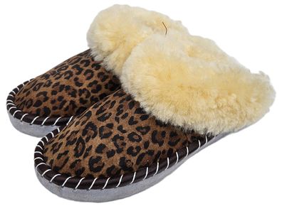 Lammfell Warme Latschen Mules Hausschuhe Gr.36-43 NEU, Schaffell/-leder * Panther*