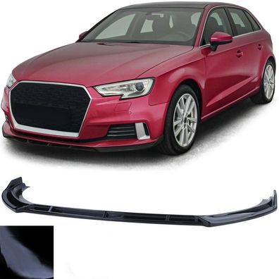 Front Spoiler Lippe Performance Schwarz Glanz für Audi A3 8V Facelift 2016-2020