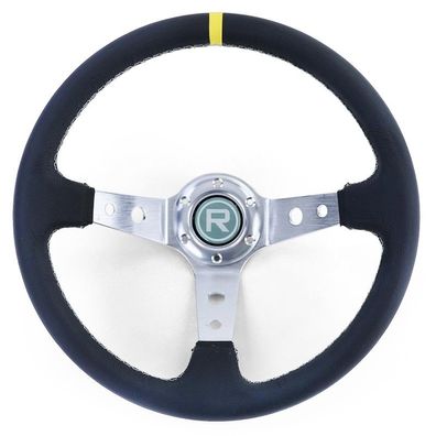 Sportlenkrad geschüsselt TYP 2 Echt Leder Alu Schwarz 350mm für Momo Sparco