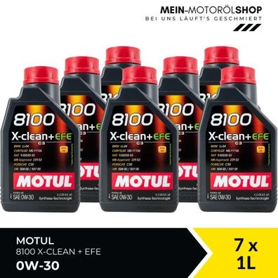 Motul 8100 X-Clean + EFE 0W-30 7x1 Liter