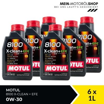 Motul 8100 X-Clean + EFE 0W-30 6x1 Liter