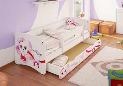 Best For Kids Kinderbett 70x160 mit Rausfallschutz & Schublade - Robustes Design