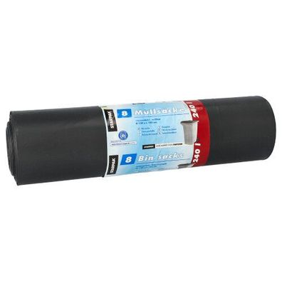 5x Starpak 8 Müllsäcke, LDPE "blauer Engel" 240 l 145 cm x 120 cm schwarz | Unbekannt