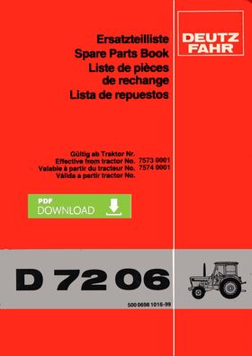 Ersatzteilliste für den Deutz Fahr Traktor D 7206 Deutsch