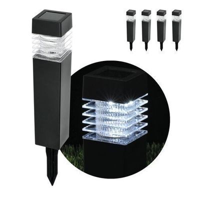 Satz mit 4 Stück Solarlampen LED-Gartenlampen AURORA 40 cm Kaltweiss Schwarz
