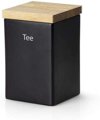 Continenta Vorteilset 1x 4 Stück Vorratsdose Keramik 1000ml, schwarz 10x10xH16,5