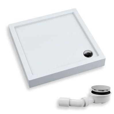 Duschwanne Quadratisch Acryl Competia 100x100x3x14 Weiß | Ablauf & Füße im SET!