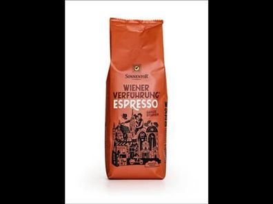 Sonnentor 6x Espresso Kaffee ganze Bohne Wiener Verführung®, Packung 500g