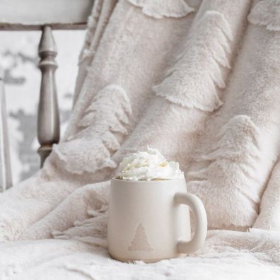 Kuscheldecke Christmas TREE natur weiß Kunstpelz Decke Weihnachten 130x170cm