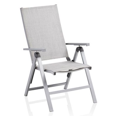 RASMUS Multipositionssessel Aluminium silber / hellgrau