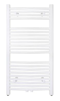 Badheizkörper Breite: 500 mm Oval Weiß Mittelanschluss Seitenanschluss R20