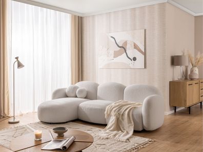 Nuvola - Moderne Ecksofa L-Form aus Bouclé-Stoff mit abgerundetem Design