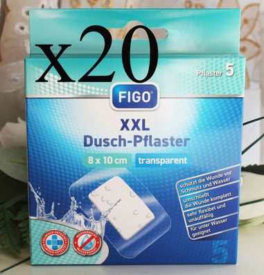 100 Stück FIGO XXL Dusch Pflaster wassefest Wund Verband 8x10 cm MHD 10.2028