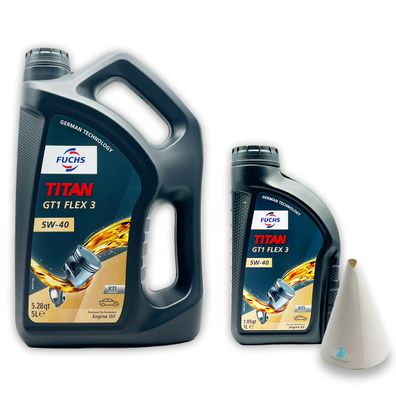 6 L Fuchs Titan GT1 Flex 3 | 5W40 | VW511.00 | MB229.51 | MB229.52 | MB226.5 |