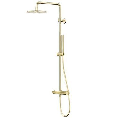 Duschsäule LUGO Duschsystem, Brausegarnitur in Gold, Thermostatisch, Regendusche