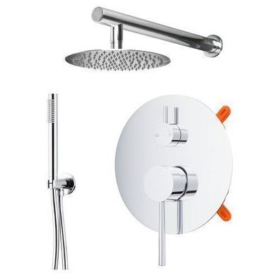 Komplettes Duschsystem LUGO Unterputz Armatur Wasserhahn mit Kopfbrause in Chrom
