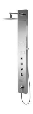 Duschpaneel Edelstahl NEO Massage Wasserfall mit Kopfbrause und Auslauf in Stahl