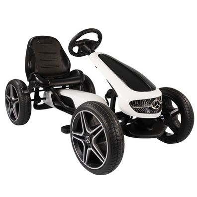 Go Kart Tretfahrzeug Mercedes weiß, Kinderfahrzeug ab 3 Jahre, Soundlenkrad : weiß