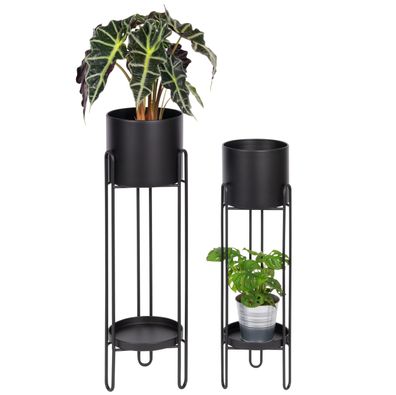 bremermann Blumenhocker 2er-Set, Metall-Blumenständer, Blumensäule schwarz