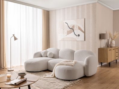 Nuvola - Moderne Wohnlandschaft aus Bouclé mit abgerundetem Design