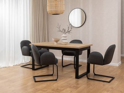 Vela - 2er Set Polsterstuhl im Japandi Stil und im runden Design