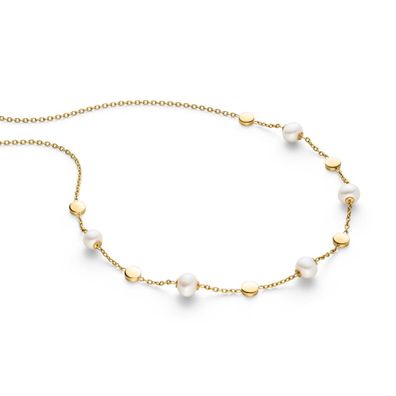 Boccia Titanium Perlencollier 08077-02 Süßwasser Zuchtperle, gold plattiert