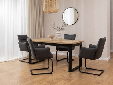 Hera - 2er Set Polsterstuhl im modernen Design aus Mikrofaser Anthrazit Vintage