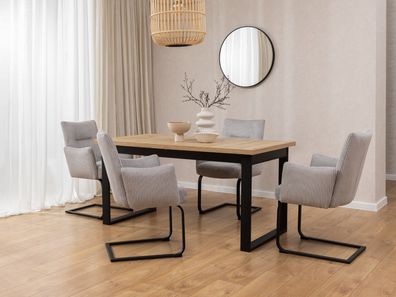 Hera - 2er Set Polsterstuhl im modernen Design aus grauem Cord