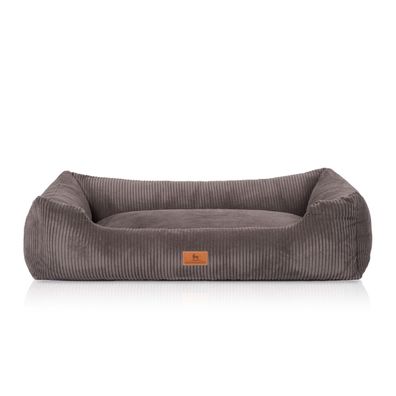 Knuffelwuff Hundebett aus Cord mit Handwebcharakter Olivia braungrau