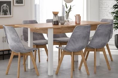 Essgruppe A48, Esszimmer Set , Esstisch mit 6 Stühlen-Farbe wählbar