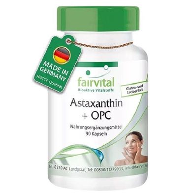 90 Kapseln - Astaxanthin + OPC mit Vitamin C und Vitamin E - fairvital