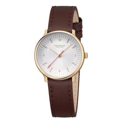 Mondaine Armbanduhr MLE.33110. LGV Doppio Saphirglas, 33mm, Veganes Traubenleder