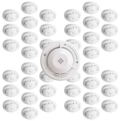 Wiltec Rauchmelder vernetzt 40x Funk Feuermelder 10 Jahre Batterie Brandmelder