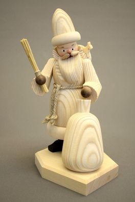 Räuchermann Weihnachtsmann mit Geschenkesack natur Höhe 23cm NEU Rauchen Rauchfig