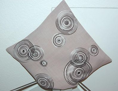 Hossner Lugau Hellgrau Kissenbezug Bestickt Kreise Modern