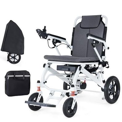 Faltbarer Elektrorollstuhl 18 kg leicht, 2×12Ah Akku, Geländetauglich, mit Rucksack