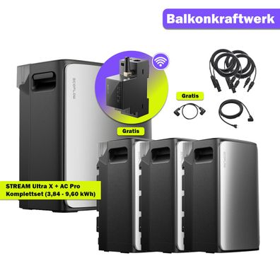 EcoFlow STREAM Ultra X Balkonkraftwerk mit Speicher – 3,84kWh bis 23kW Plug&P