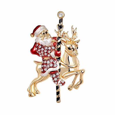 Weihnachts Brosche/ Weihnachten Schmuck/Santa Claus/ mit Renntier (B1111251)