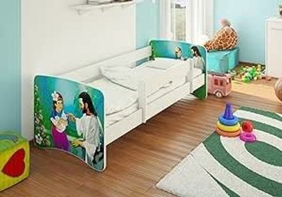 Best For Kids - Kinderbett 90x160 mit Rausfallschutz & Matratze + Bettkasten