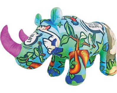 Wild Republic Plüschtier Jumbo Nashorn XXL Kuscheltier bunt 80 cm nachhaltig
