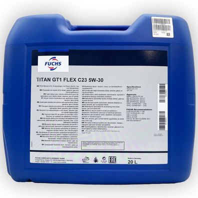 20 L Fuchs Titan GT1 Flex C23 5W-30 BMW-LL-04 MB 229.31 229.51 229.52 Opel