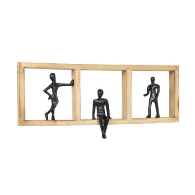 Dekofigur Moments Schwarz 52,5 cm aus Mangoholz Aluminium moderne Wandfigur