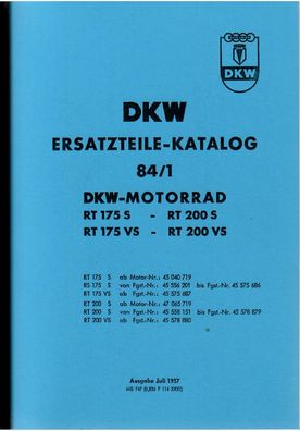 DKW Ersatzteile Katalog 84 /1 RT175 S - RT 200S RT 175 VS - RT 200 VS
