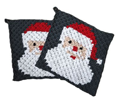 1 Paar gehäkelte besonders große Topflappen "Weihnachtsmann"